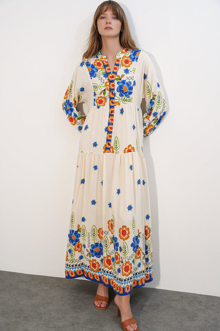 Bigdart Robe longue modeste à motifs pour femmes 2585-Y. Bleu