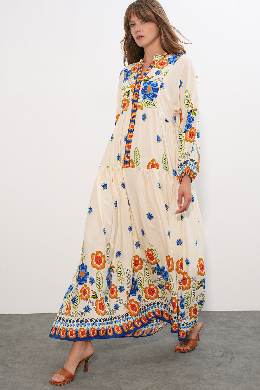 Bigdart Robe longue modeste à motifs pour femmes 2585-Y. Bleu