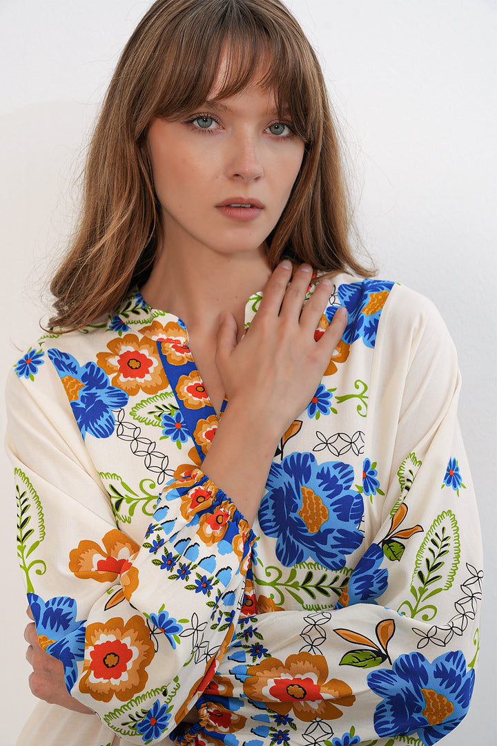 Bigdart Robe longue modeste à motifs pour femmes 2585-Y. Bleu