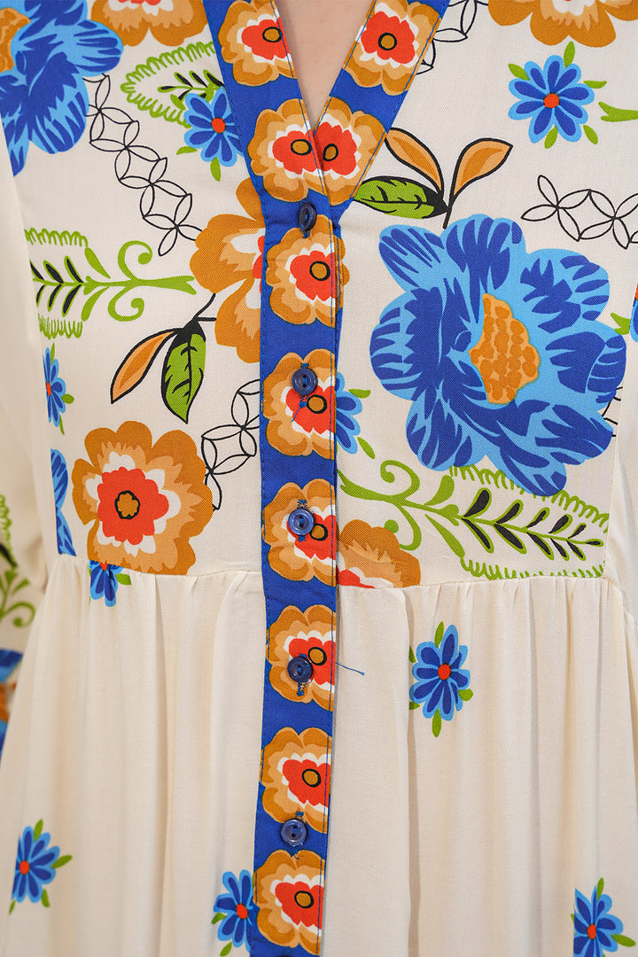 Bigdart Robe longue modeste à motifs pour femmes 2585-Y. Bleu