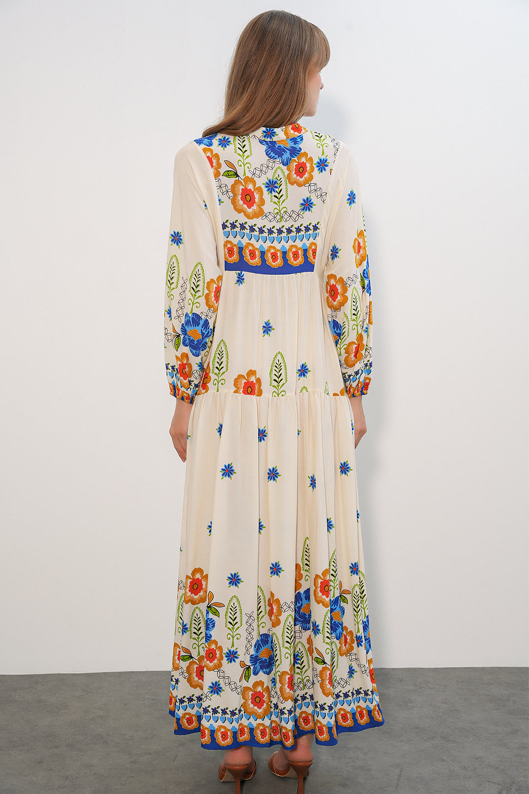 Bigdart Robe longue modeste à motifs pour femmes 2585-Y. Bleu