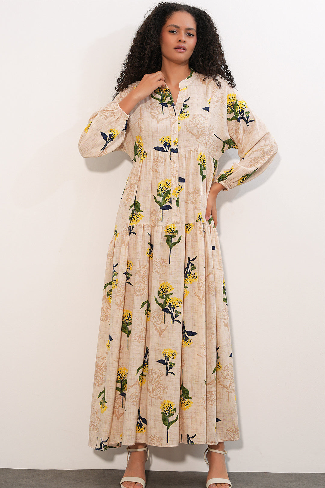 Bigdart Robe longue à motifs pour femme 2585 - Jaune clair