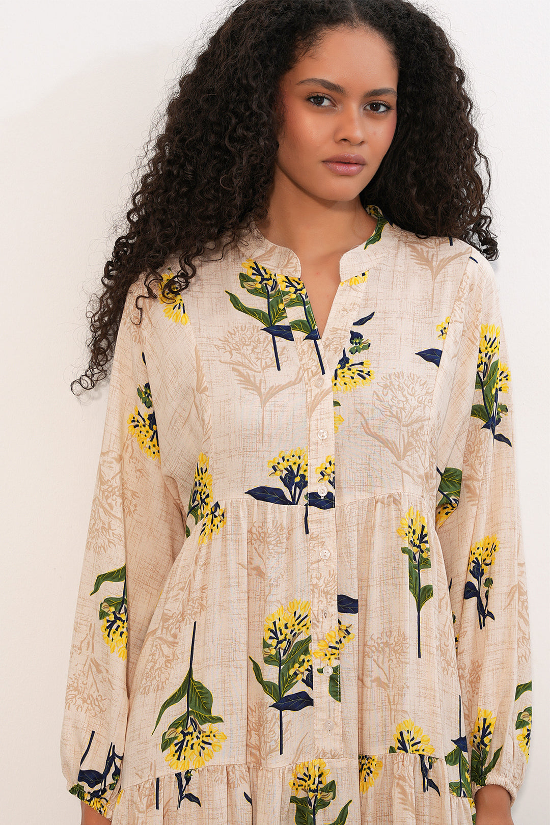 Bigdart Robe longue à motifs pour femme 2585 - Jaune clair