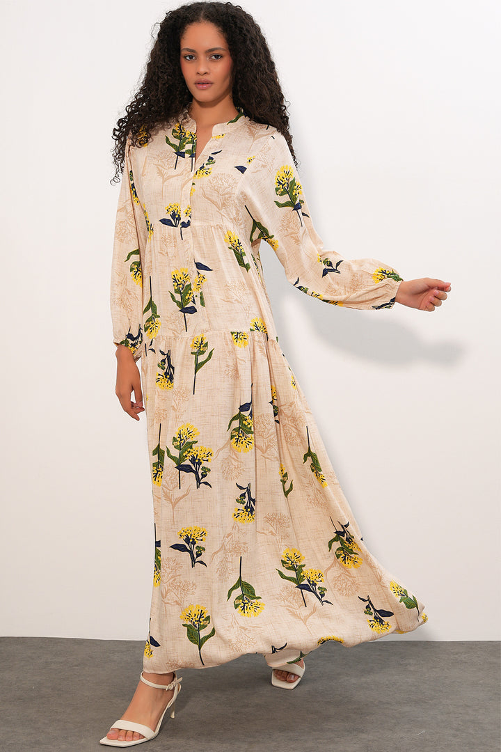 Bigdart Robe longue à motifs pour femme 2585 - Jaune clair