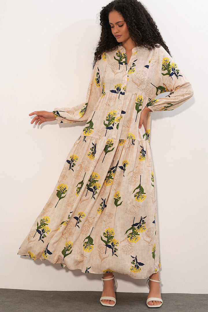 Bigdart Robe longue à motifs pour femme 2585 - Jaune clair
