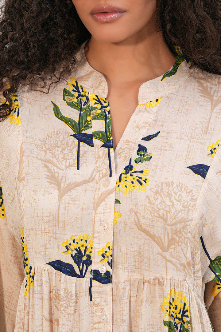 Bigdart Robe longue à motifs pour femme 2585 - Jaune clair