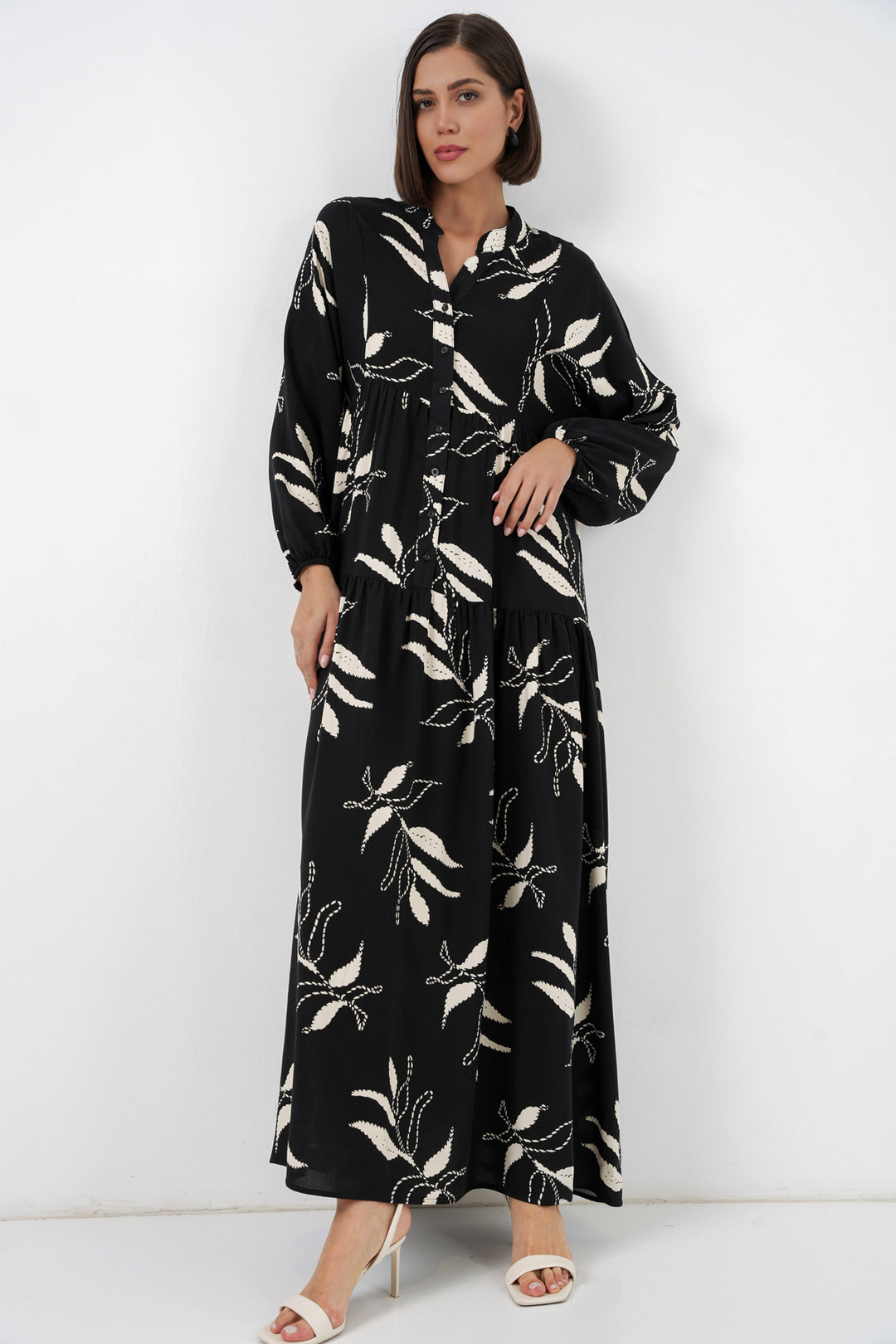 Bigdart Robe de hijab longue à motifs pour femmes 2585 - Noir
