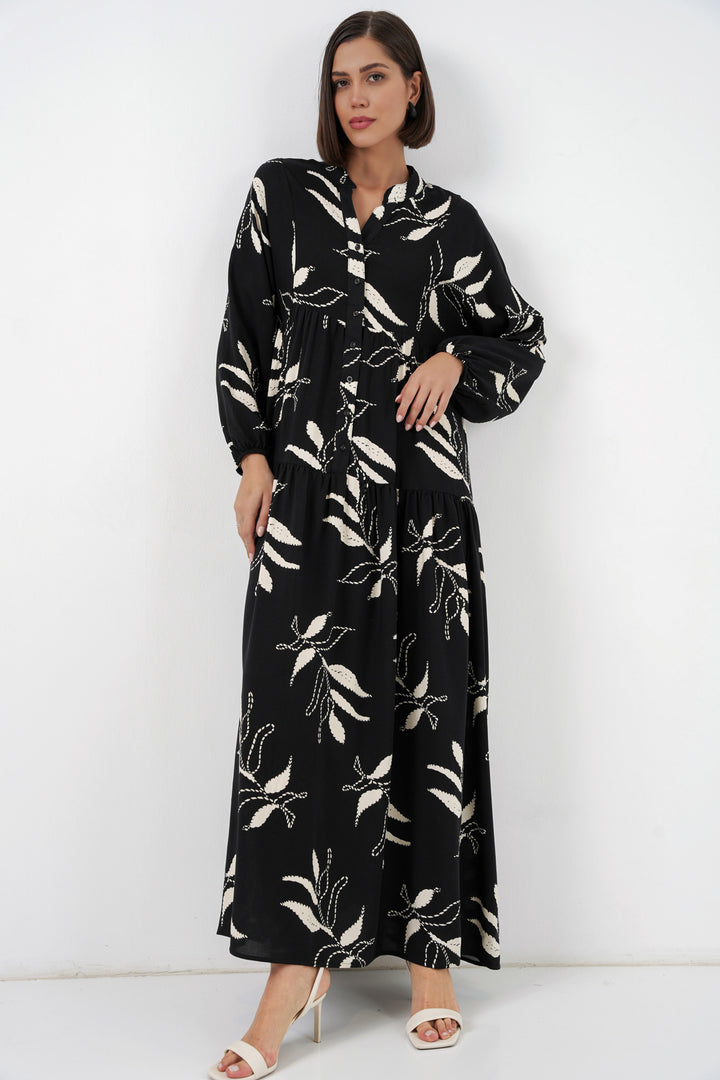 Bigdart Robe de hijab longue à motifs pour femmes 2585 - Noir