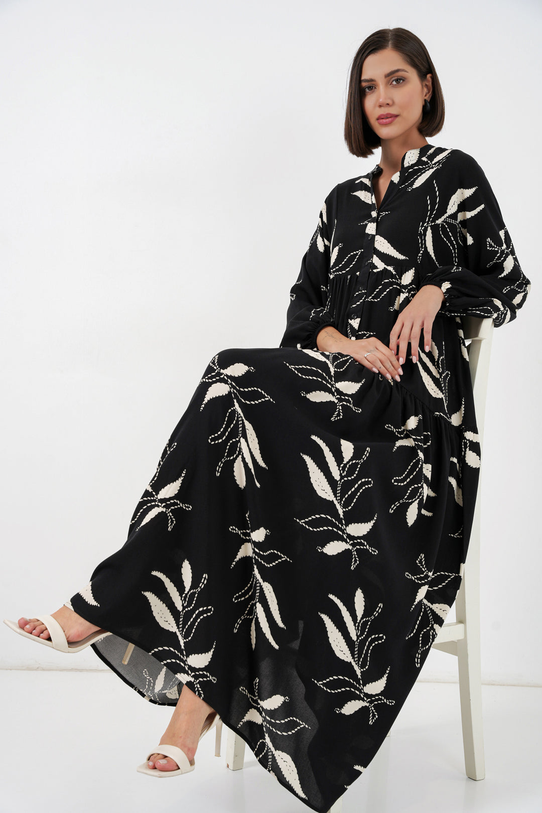 Bigdart Robe de hijab longue à motifs pour femmes 2585 - Noir