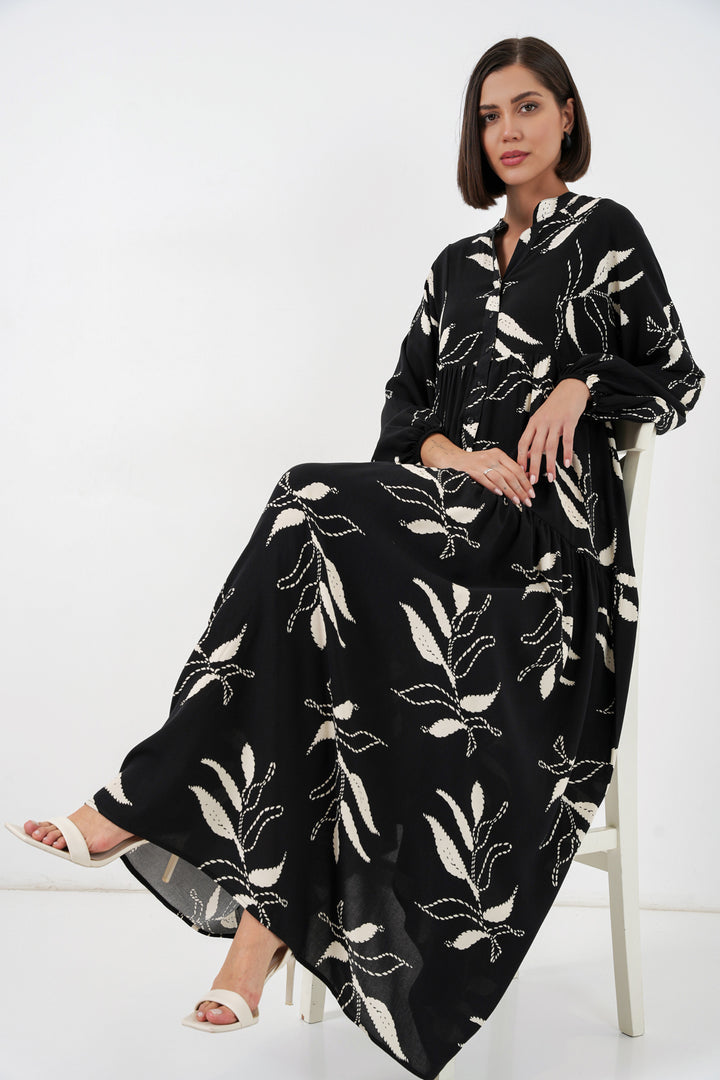 Bigdart Robe de hijab longue à motifs pour femmes 2585 - Noir
