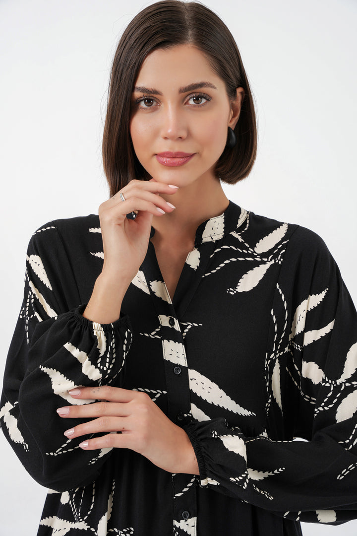 Bigdart Robe de hijab longue à motifs pour femmes 2585 - Noir