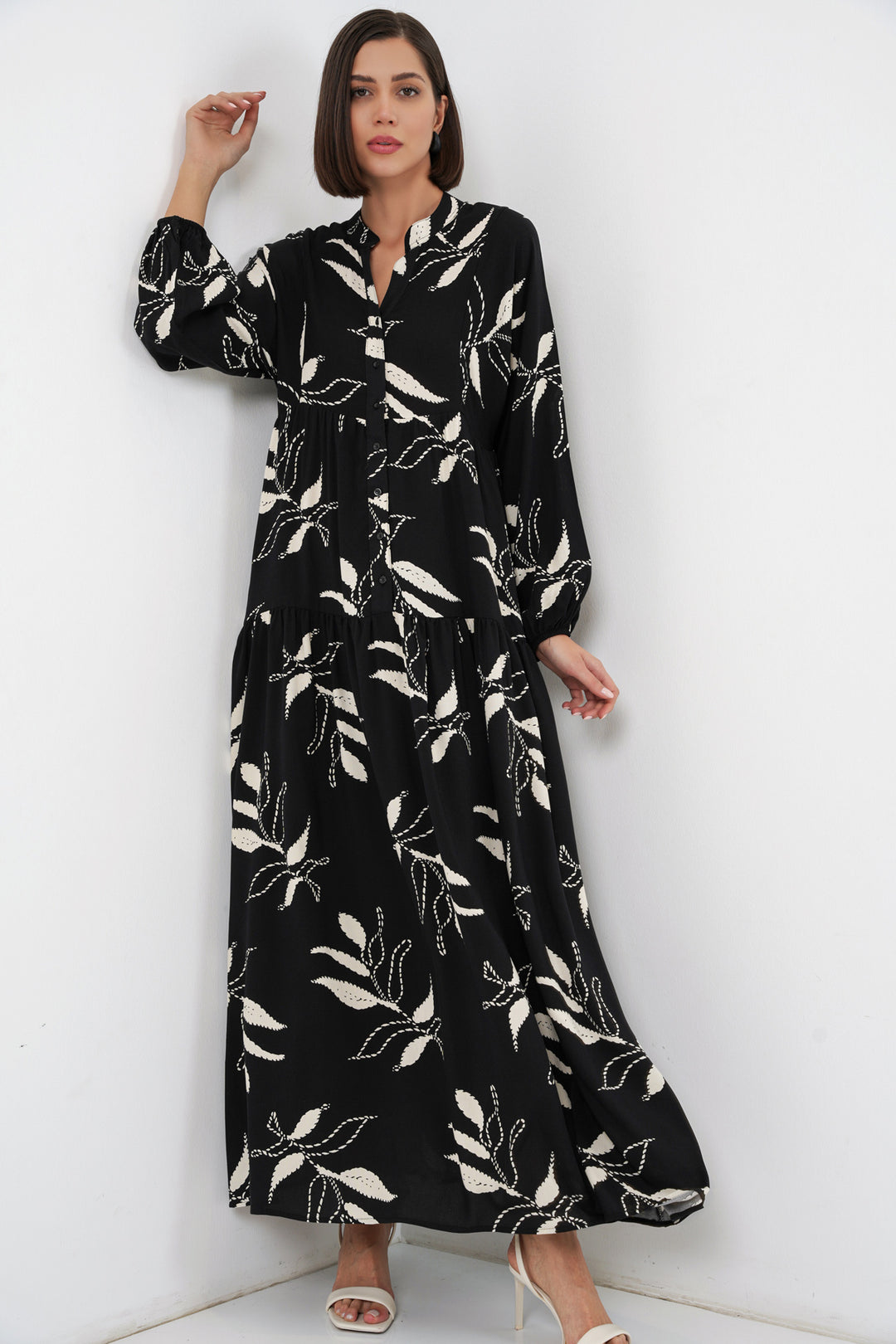 Bigdart Robe de hijab longue à motifs pour femmes 2585 - Noir