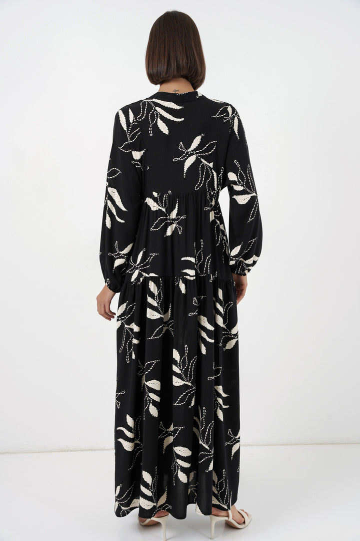 Bigdart Robe de hijab longue à motifs pour femmes 2585 - Noir