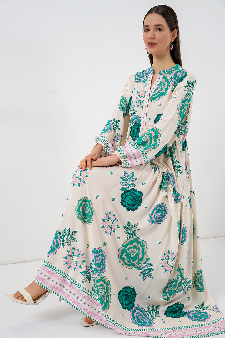 Bigdart Robe longue de hijab à motifs pour femme 2585 - Vert 1