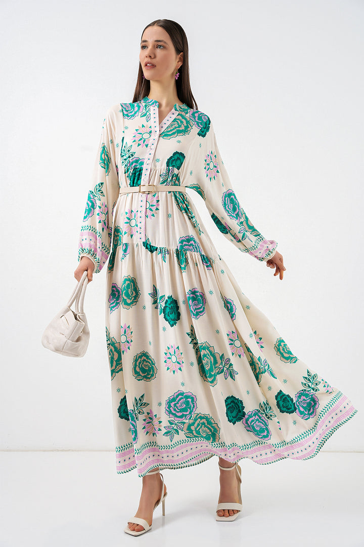 Bigdart Robe longue de hijab à motifs pour femme 2585 - Vert 1