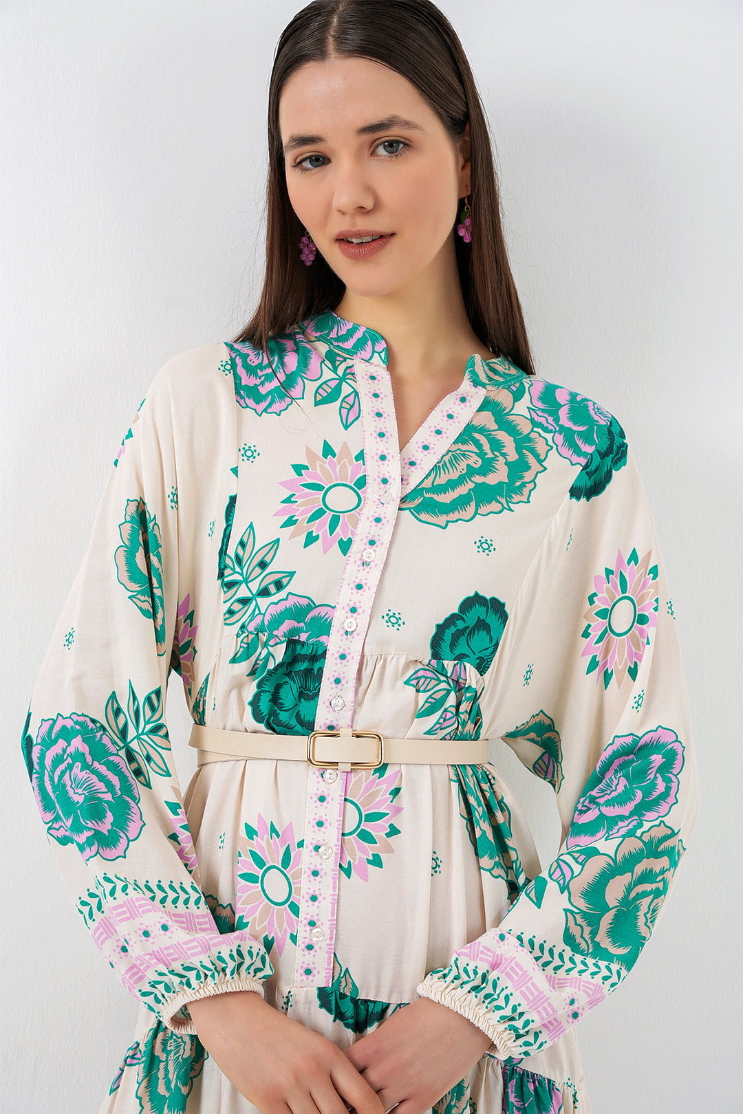 Bigdart Robe longue de hijab à motifs pour femme 2585 - Vert 1
