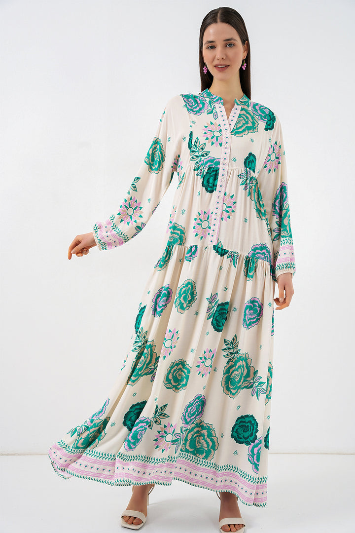 Bigdart Robe longue de hijab à motifs pour femme 2585 - Vert 1