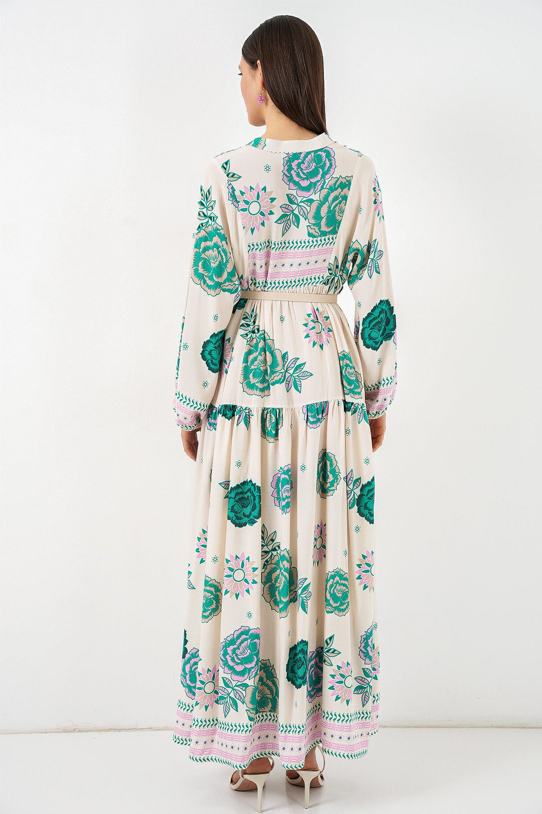 Bigdart Robe longue de hijab à motifs pour femme 2585 - Vert 1