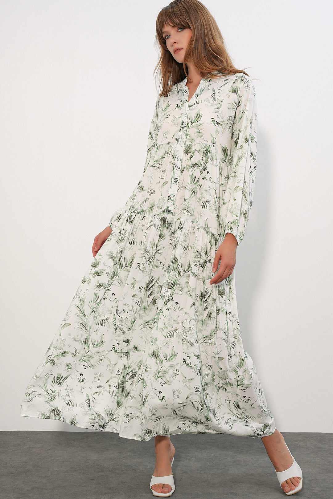 Bigdart Robe longue modeste à motifs pour femmes 2585 - Vert