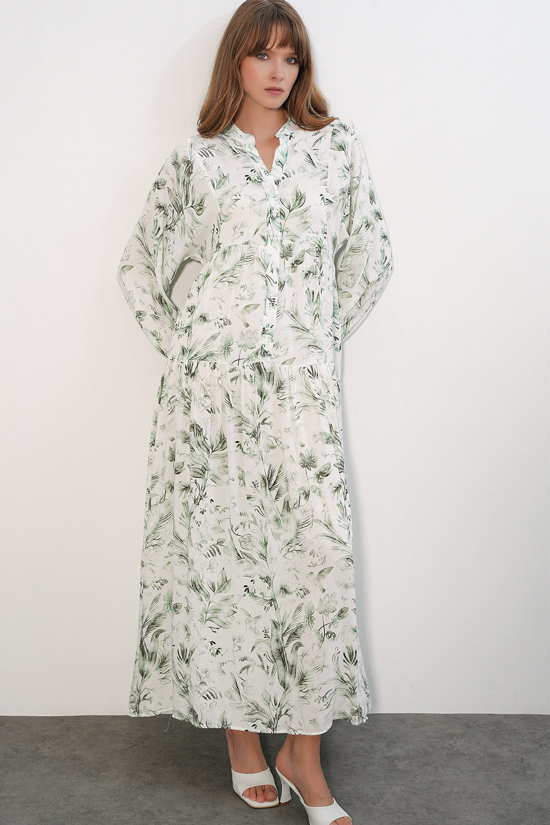 Bigdart Robe longue modeste à motifs pour femmes 2585 - Vert