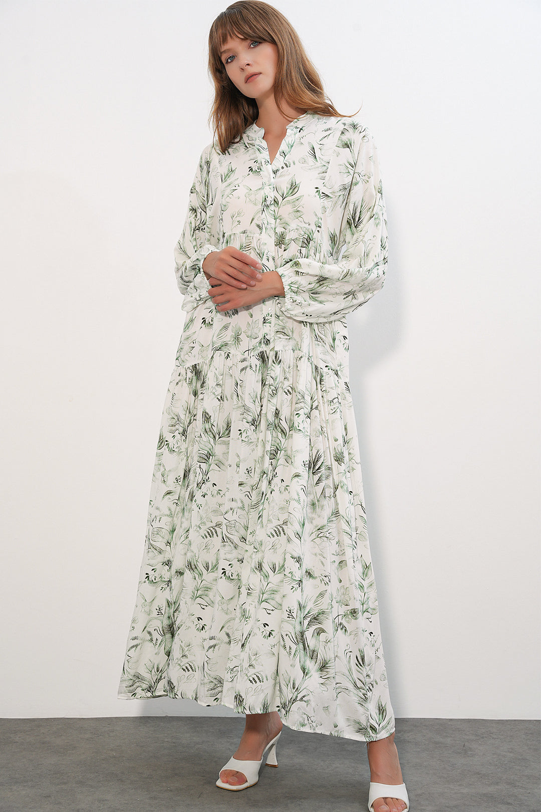 Bigdart Robe longue modeste à motifs pour femmes 2585 - Vert
