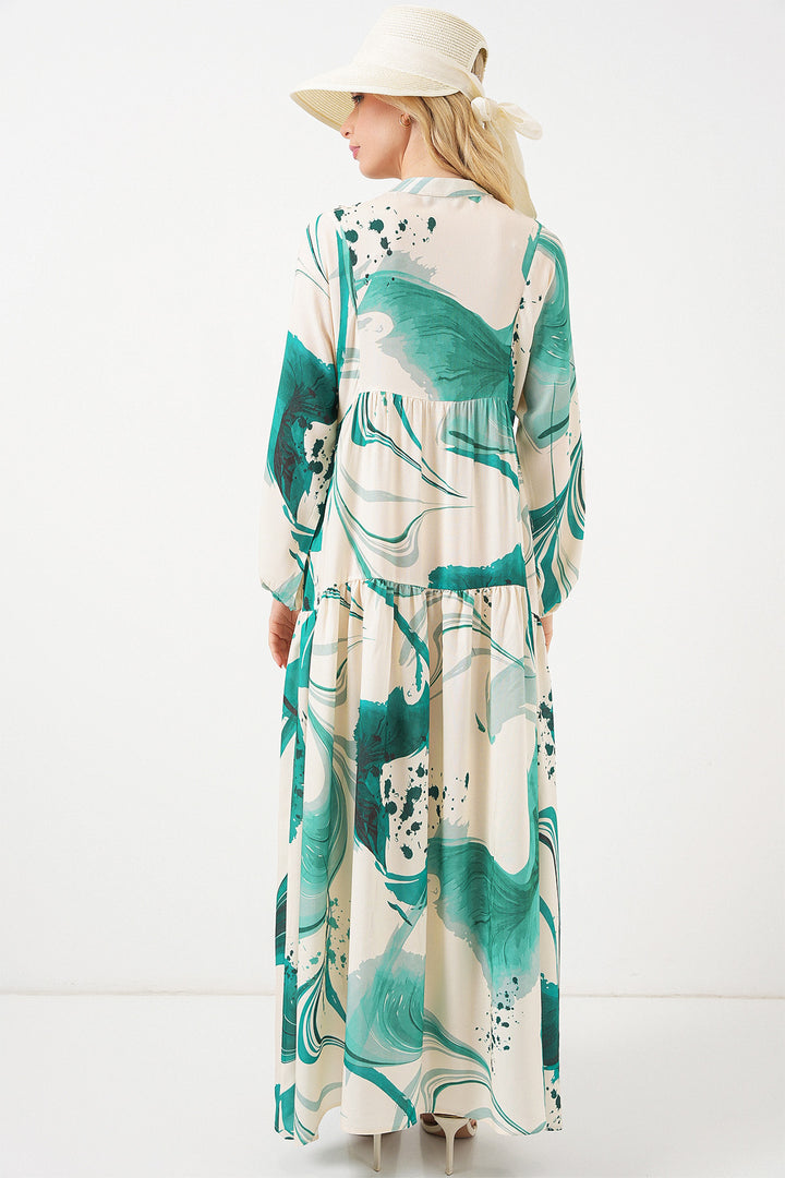 Bigdart Robe longue modeste à motifs pour femme 2585 - zümrüt Verti