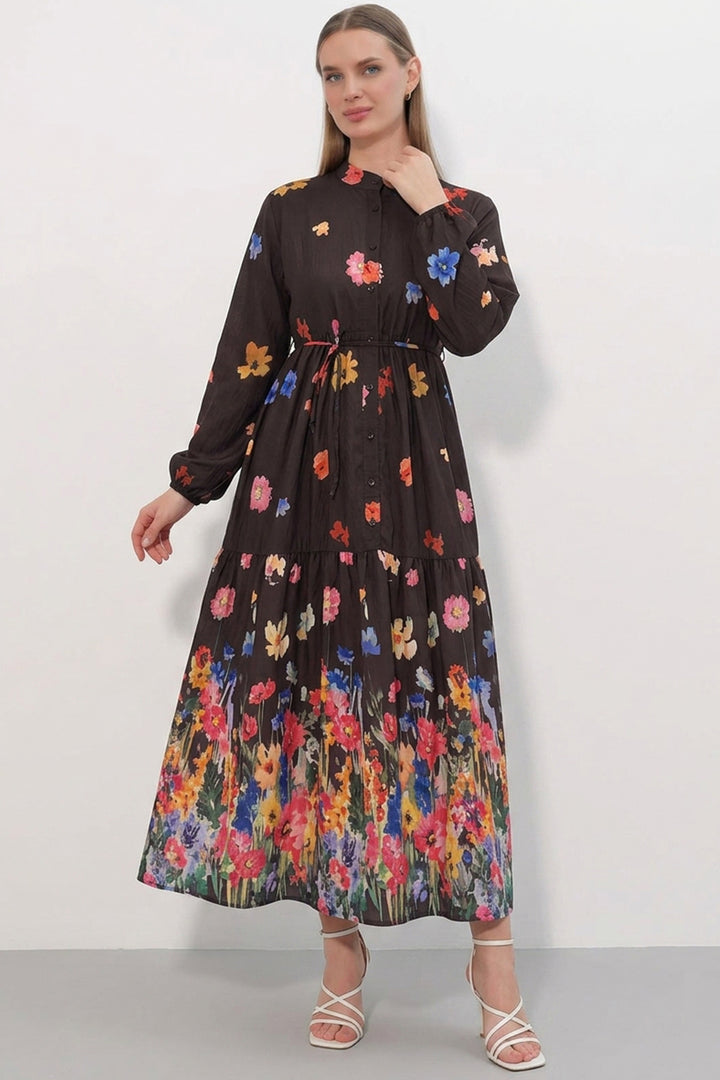 Bigdart Robe Femme Longue Imprimée Modeste 2586 - Marron