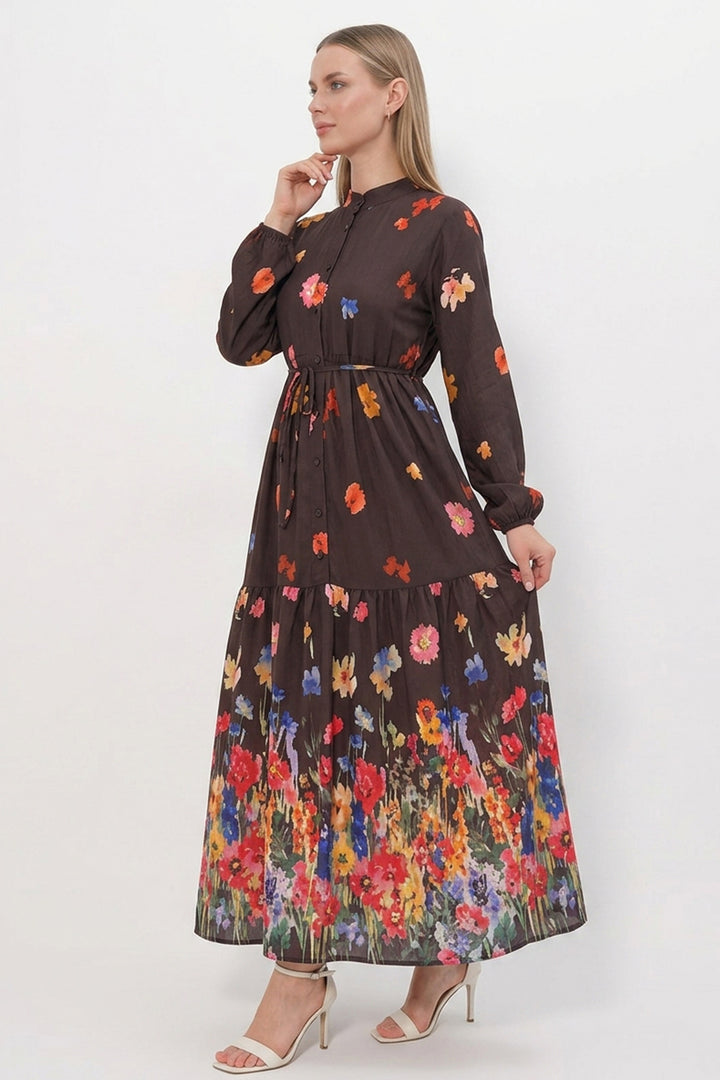 Bigdart Robe Femme Longue Imprimée Modeste 2586 - Marron