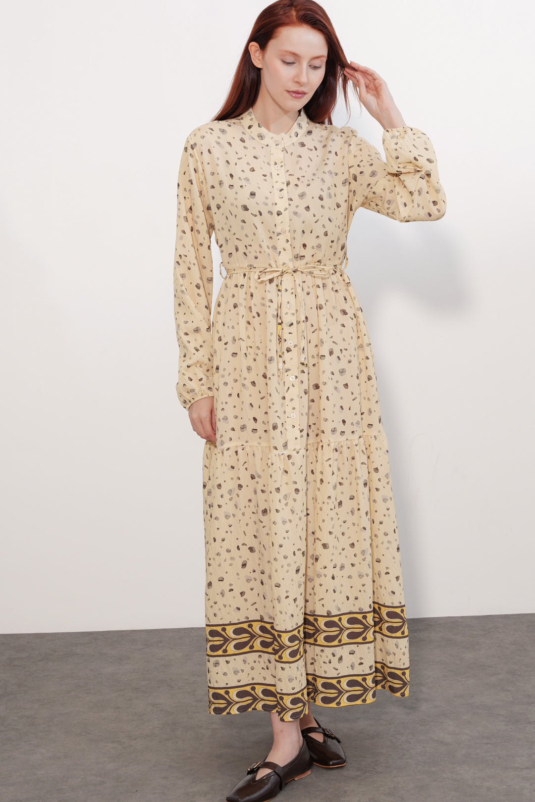 Bigdart Robe Femme Longue Imprimée Modeste 2586 - Jaune clair