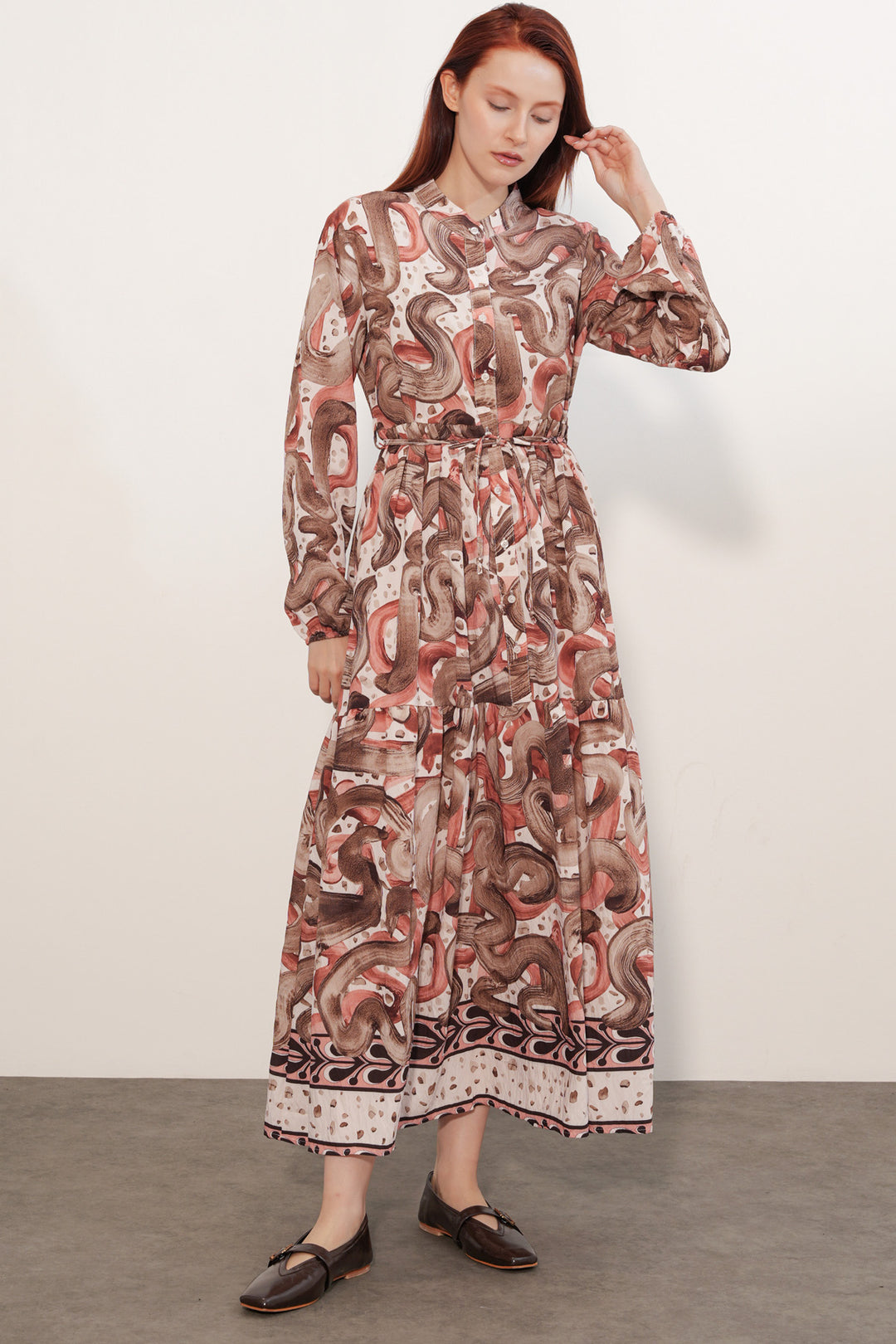 Bigdart Robe Femme Longue Imprimée Modeste 2586 - Marron
