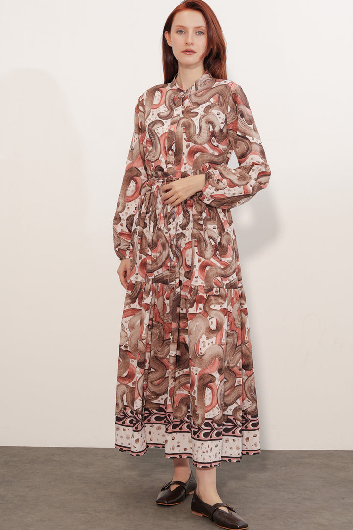 Bigdart Robe Femme Longue Imprimée Modeste 2586 - Marron