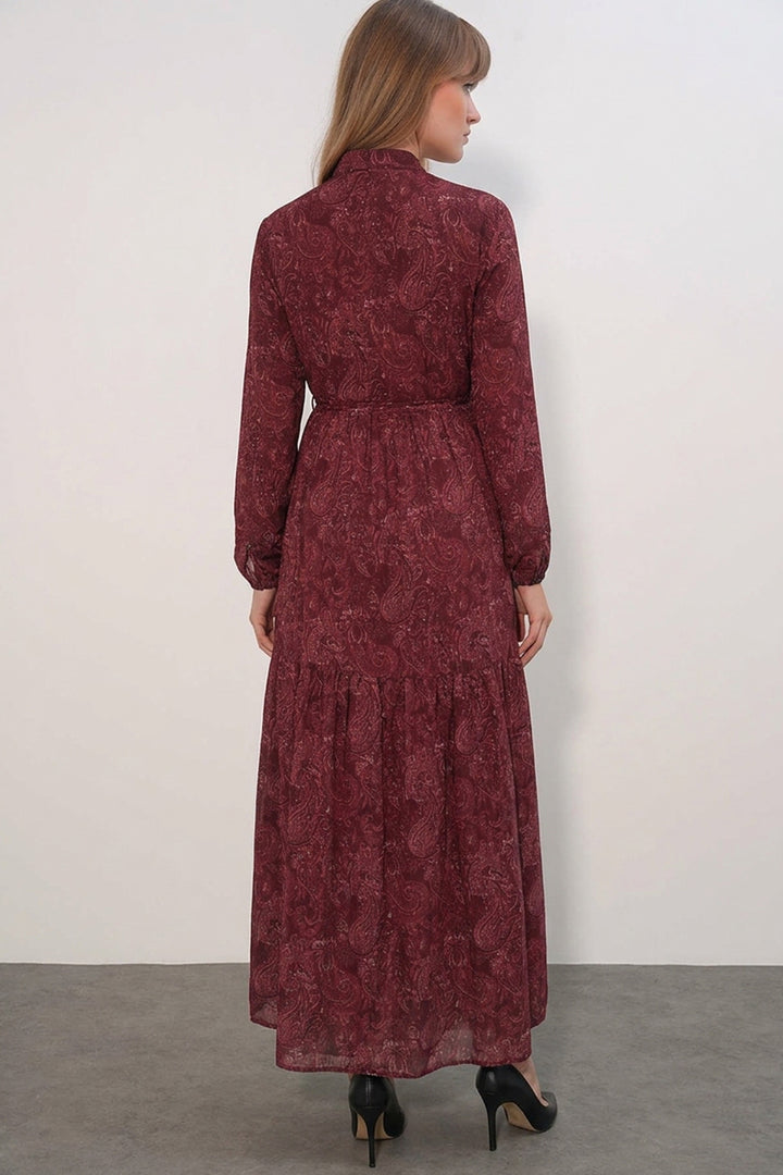 Bigdart Robe longue modeste à motifs pour femme 2586 - Bordeaux