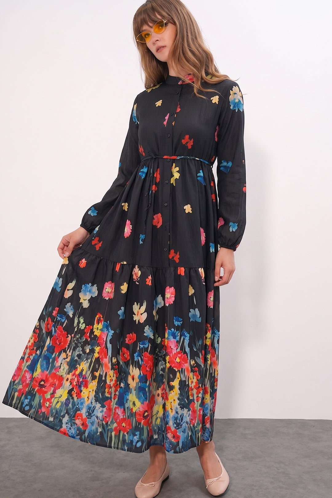 Bigdart Robe Femme Longue Imprimée Modeste 2586 - Noir