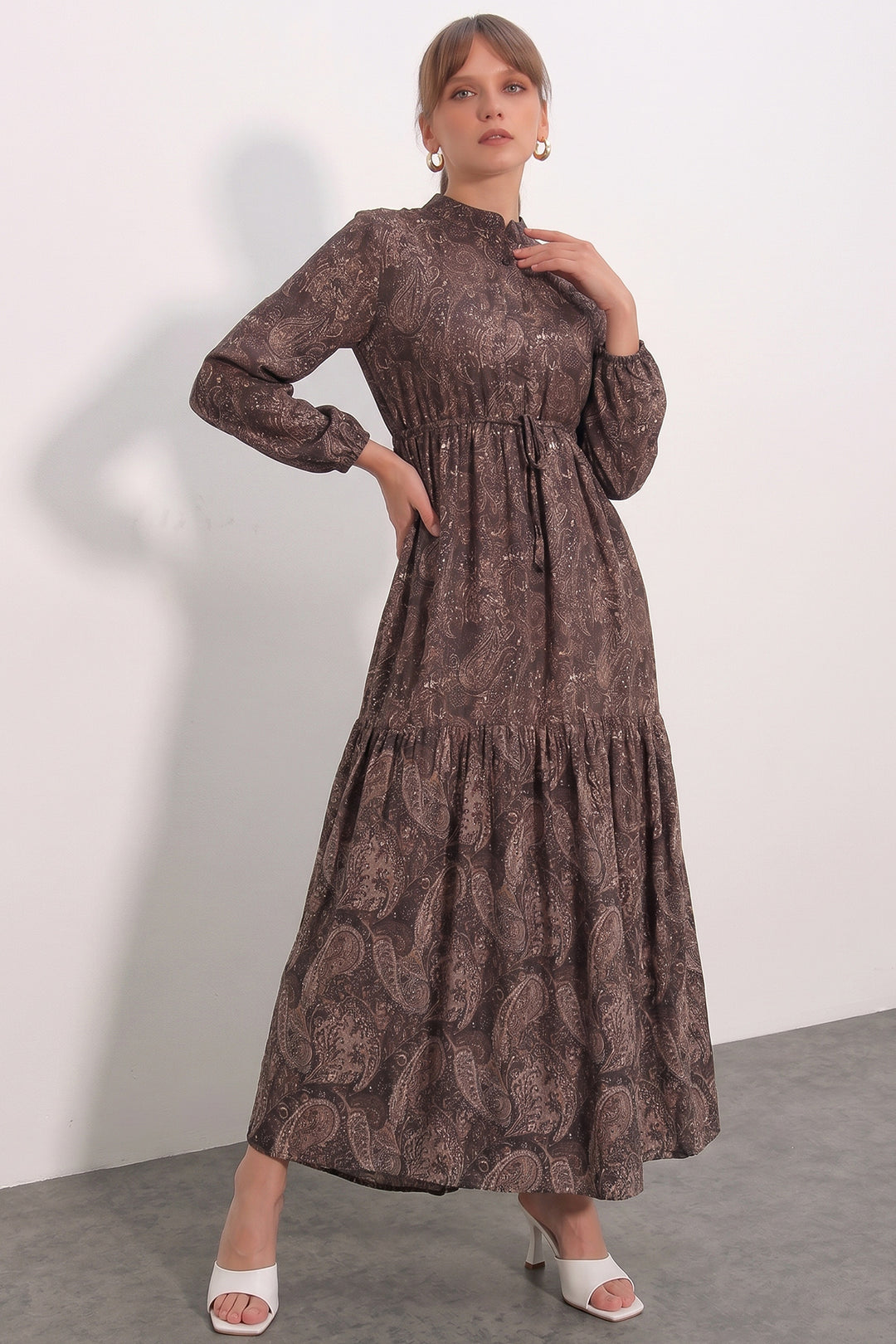Bigdart Robe longue modeste à motifs pour femme 2586 - Marron