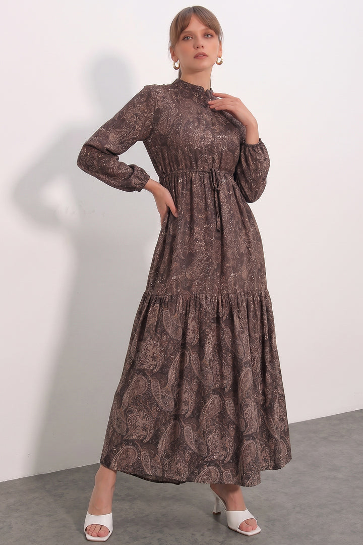 Bigdart Robe longue modeste à motifs pour femme 2586 - Marron