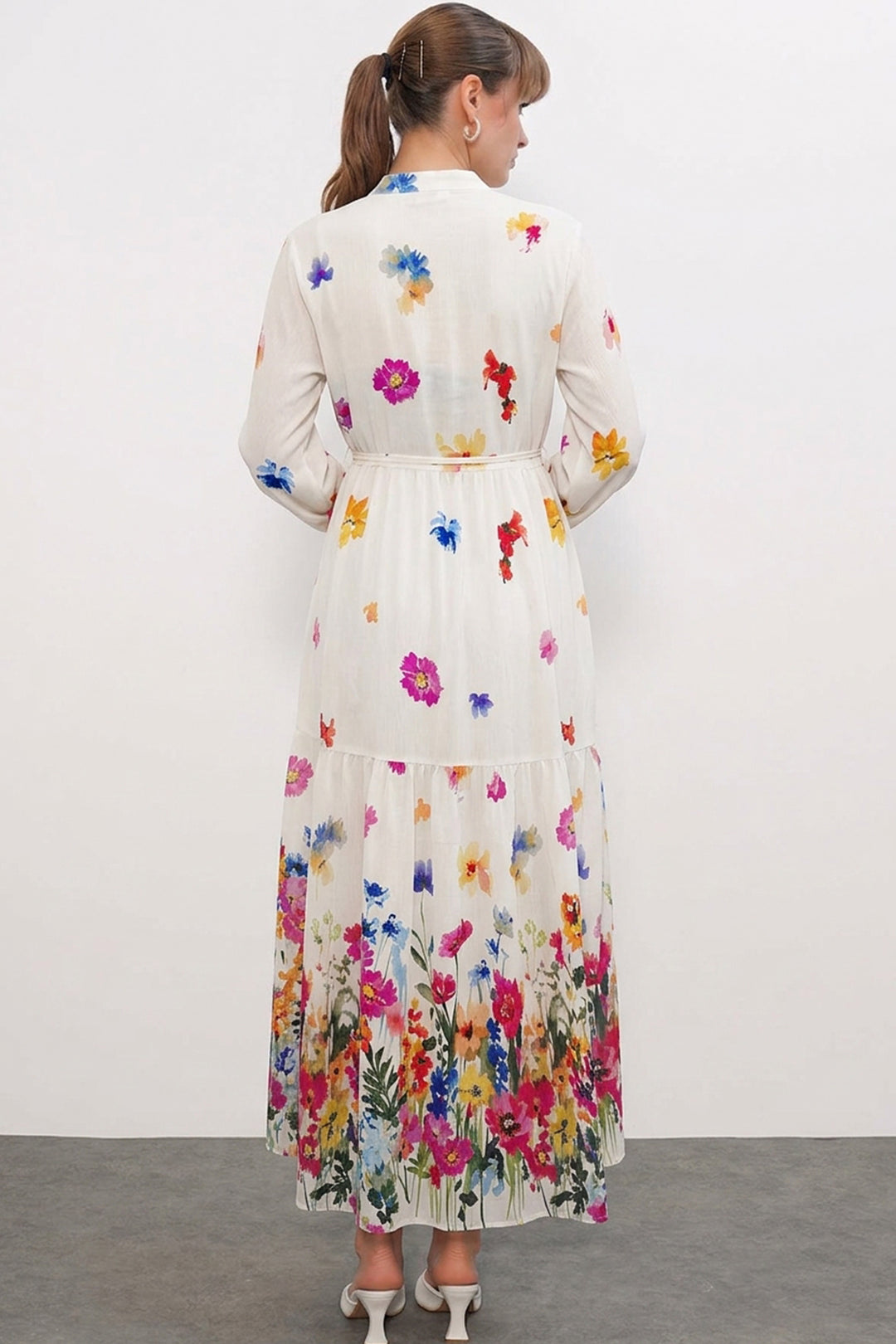Bigdart Robe longue modeste à motifs pour femme 2586 - Crème