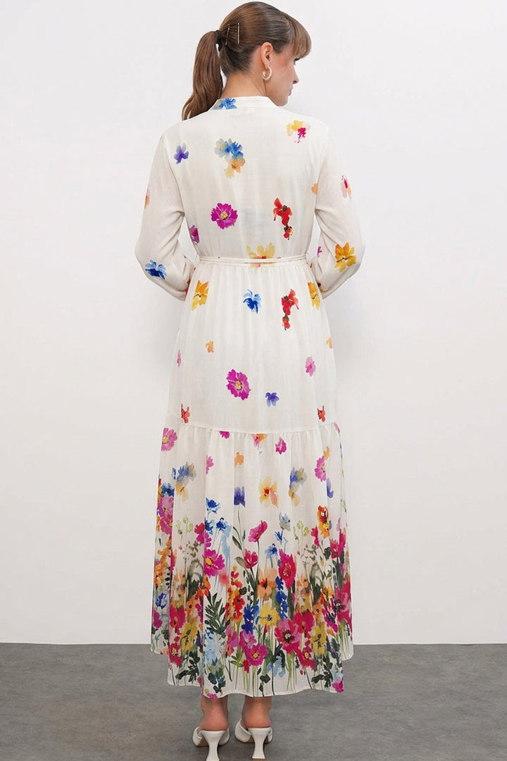 Bigdart Robe longue modeste à motifs pour femme 2586 - Crème