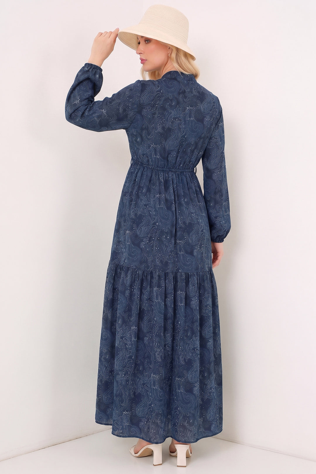 Bigdart Robe longue modeste à motifs pour femme 2586 - Bleu marine