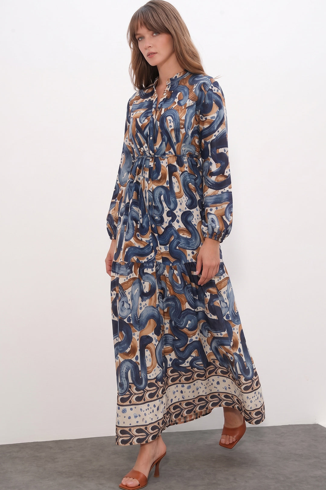 Bigdart Robe longue modeste à motifs pour femme 2586 - Bleu