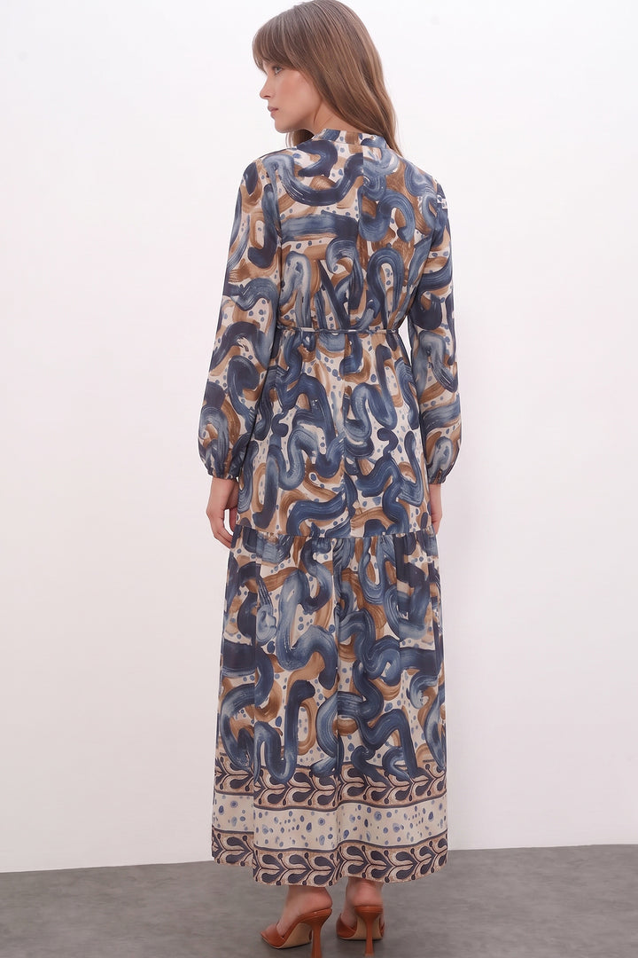 Bigdart Robe longue modeste à motifs pour femme 2586 - Bleu