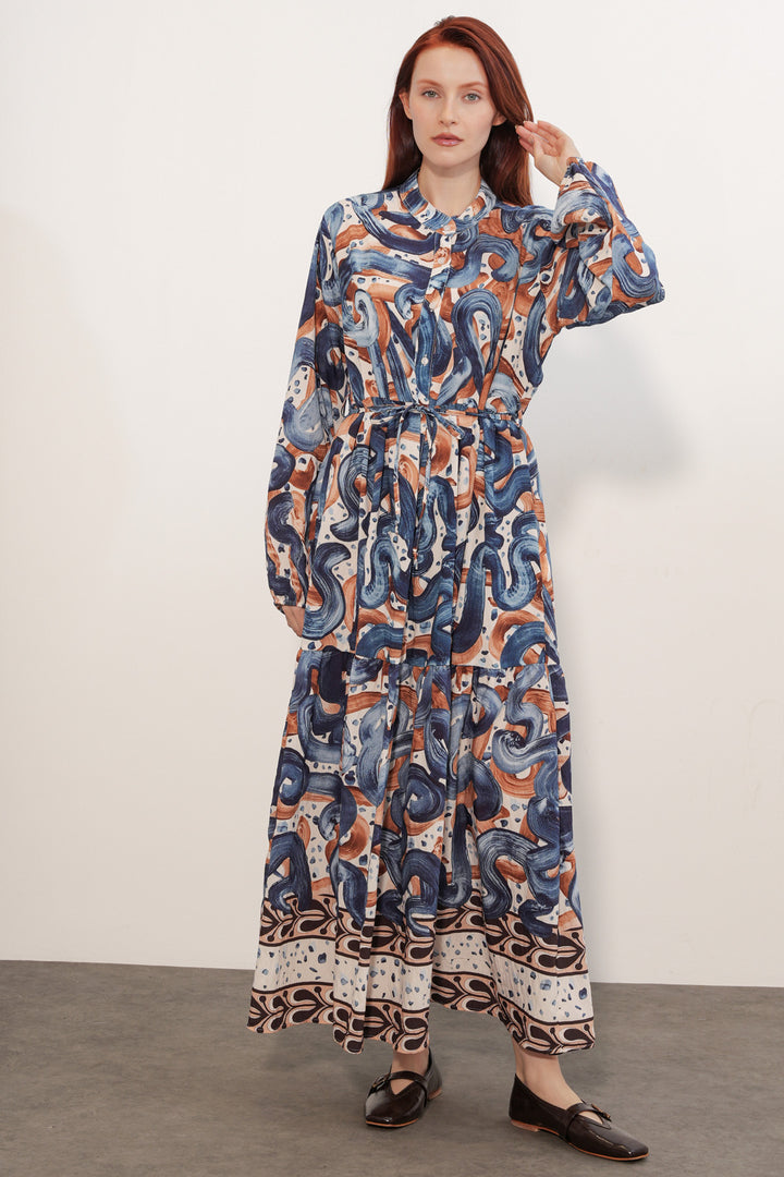 Bigdart Robe longue à motifs pour femme 2586 - Bleu