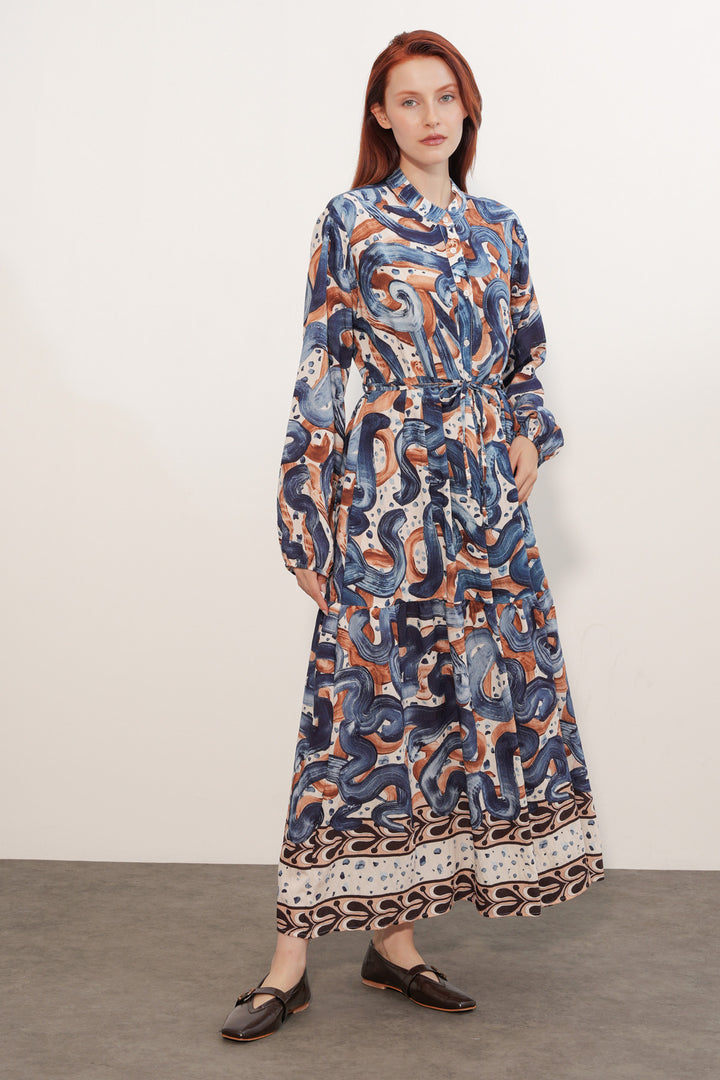 Bigdart Robe longue à motifs pour femme 2586 - Bleu
