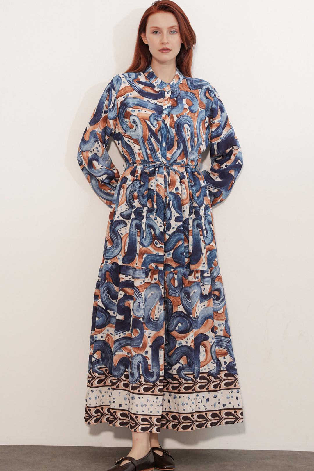 Bigdart Robe longue à motifs pour femme 2586 - Bleu