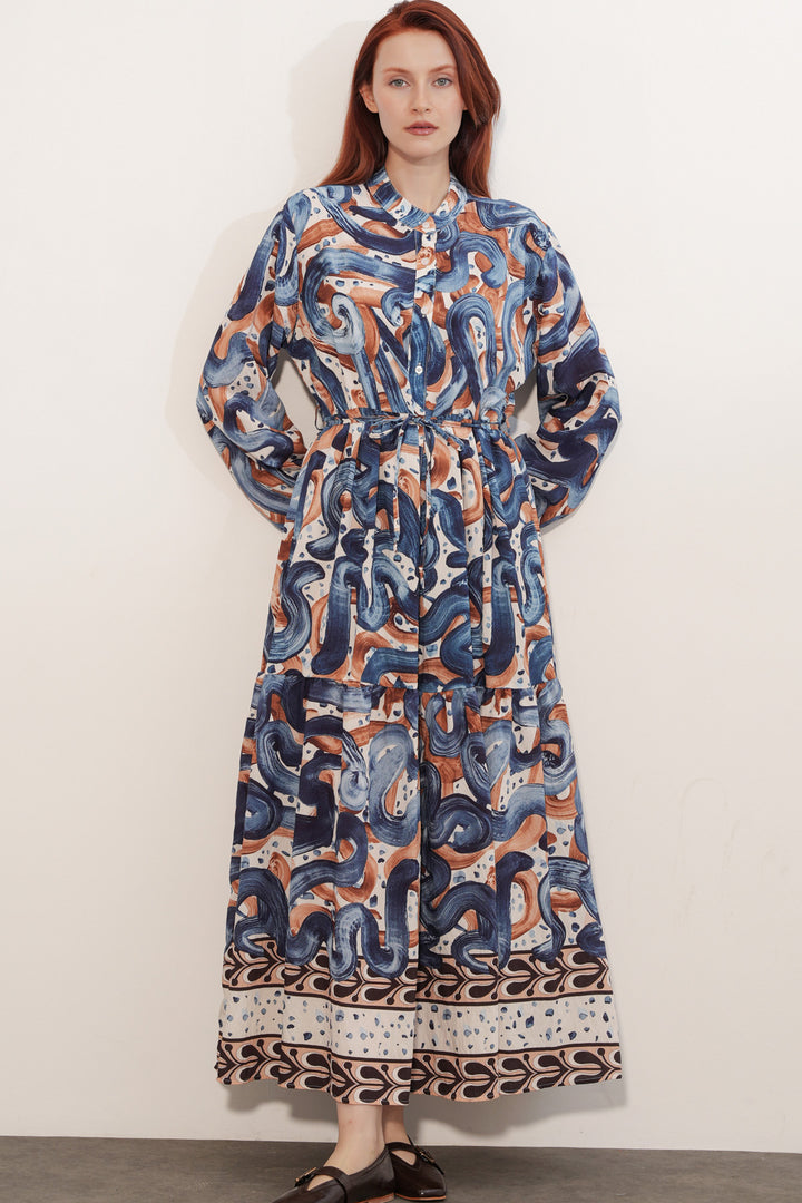 Bigdart Robe longue à motifs pour femme 2586 - Bleu