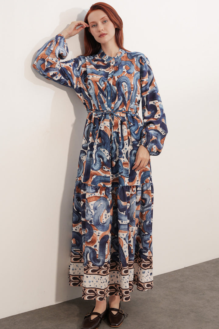 Bigdart Robe longue à motifs pour femme 2586 - Bleu
