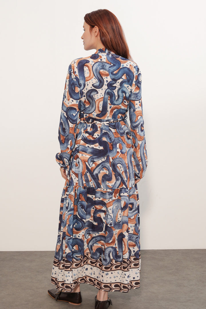 Bigdart Robe longue à motifs pour femme 2586 - Bleu