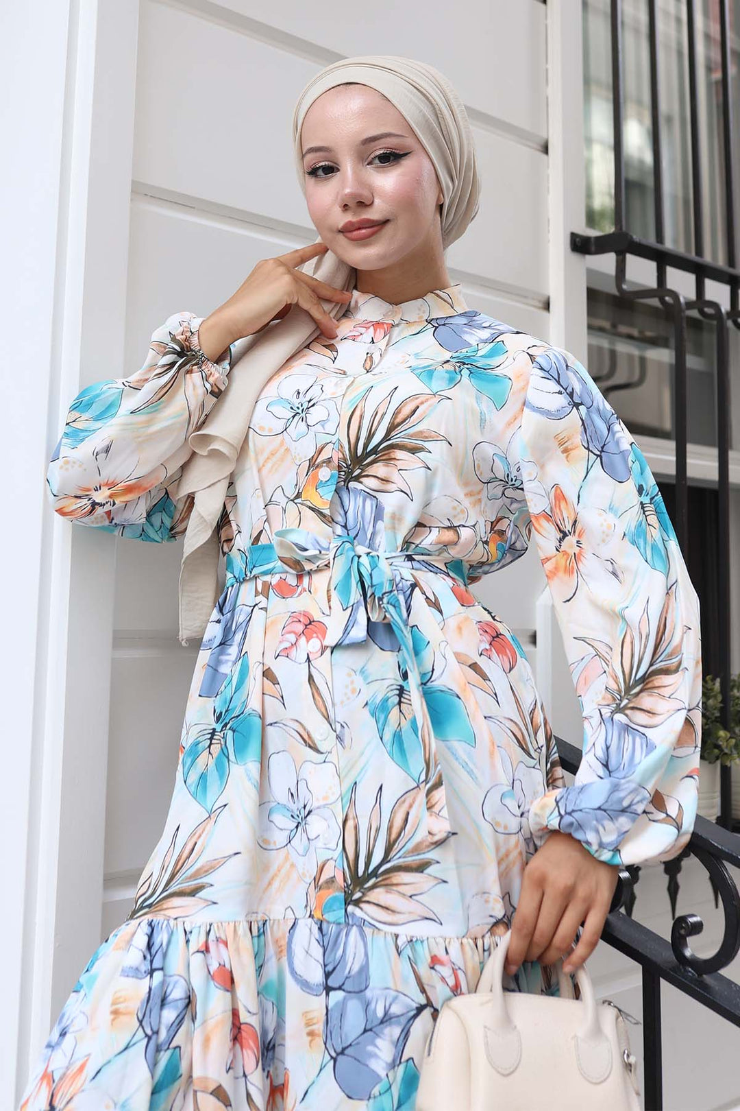 Bigdart Robe longue de hijab à motifs pour femme 2586 - Menthe