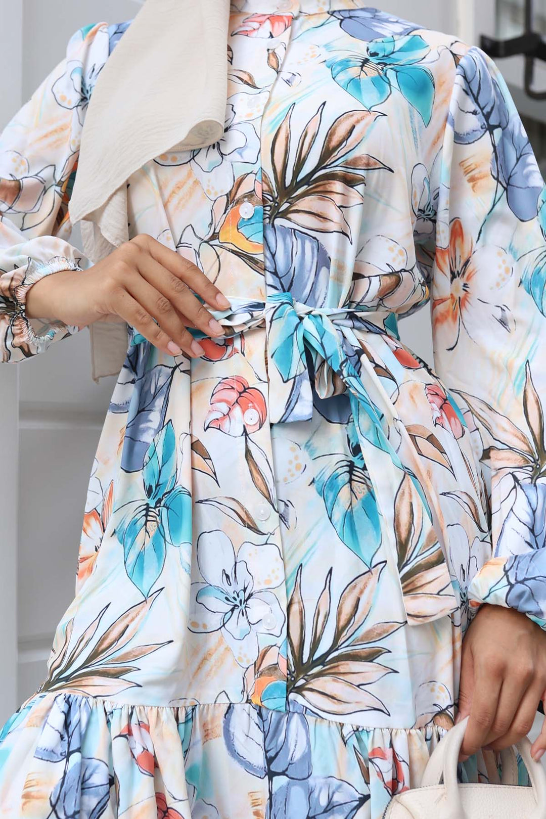 Bigdart Robe longue de hijab à motifs pour femme 2586 - Menthe
