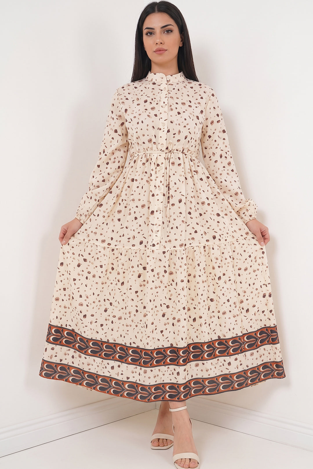 Bigdart Robe longue modeste à motifs pour femme 2586 - Rose