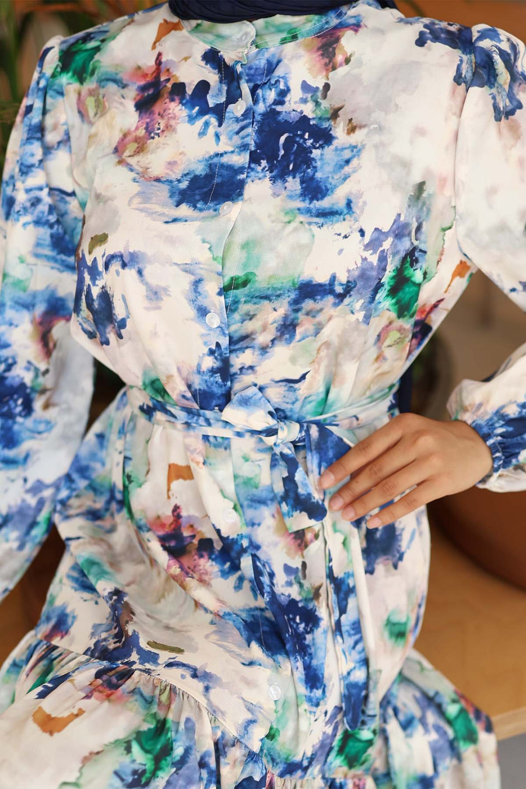 Bigdart Robe longue de hijab à motifs pour femme 2586 - Bleu roi